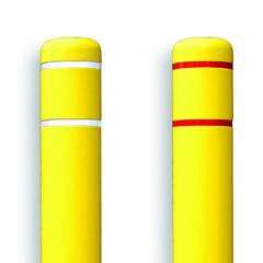 4.5" D by 64" H Yellow Bollard Sleeve with Reflective Striping - Shown with White or Red Stripe