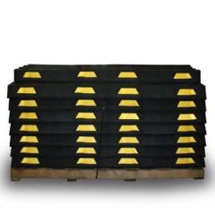 Pallet of 60 Rubber Parking Stops with Yellow Striping