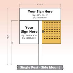 White Powder Coated Single Post Top Sign