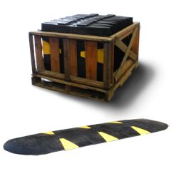 Pallet of 36 Yellow Striped Rubber Speed Humps