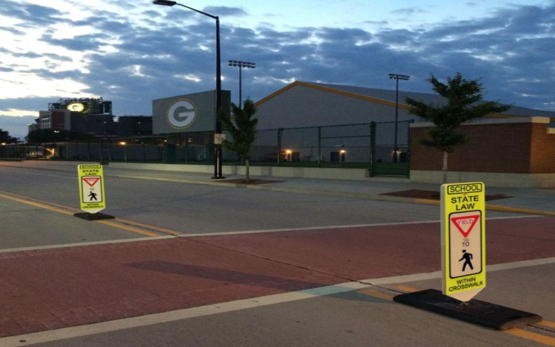 Stop! Yield! Watch for Pedestrian Crosswalk Signs!